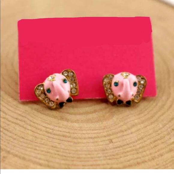 Cute Pink Small Elephant Head Earrings - Picture 2 of 4